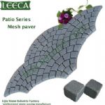 Euro fan pattern basalt paver mesh back stone