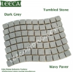 Wavy tumbled stone paver driveway stone